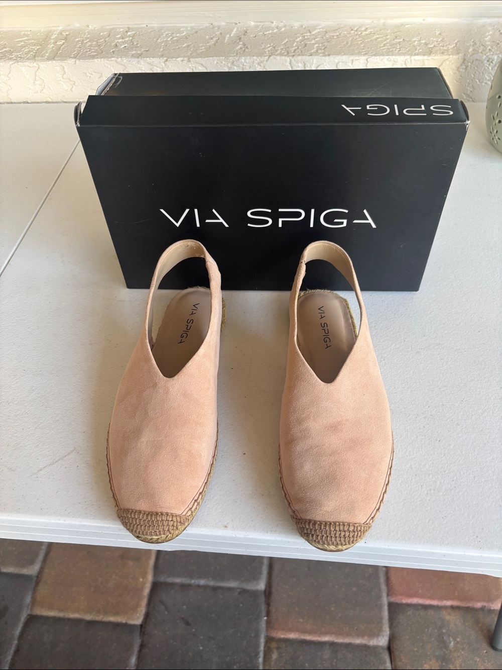 Via Spiga Nude Suede Espadrille Slingback Flats